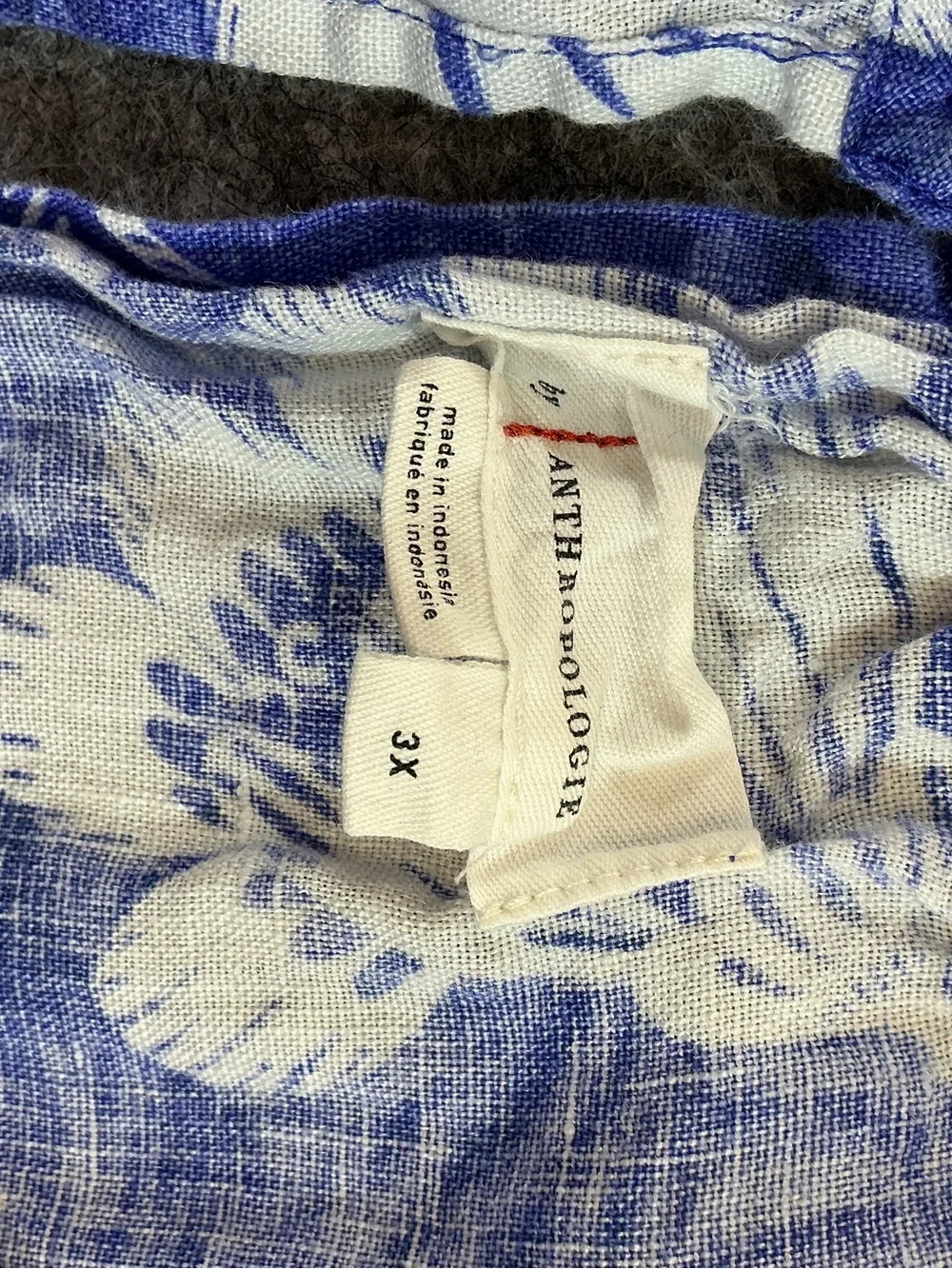 Anthropologie Blue and White Linen Floral One-Piece Romper Size 3X